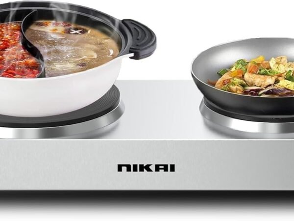Nikai NKTOE5N2 Double Hot Plate - Twin Cooktop Stainless Steel Body, Easy Control, Power indicator light