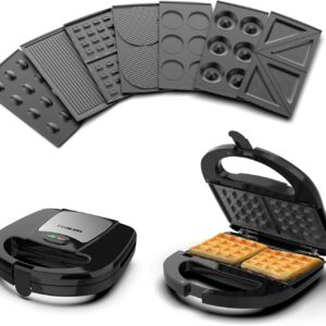 Nikai NGT727D 7 in 1 Sandwich & Multi Snack Maker 750W, 2 Slot Non-Stick 7-in-1 Interchangeable Plates for Grill, Toaster