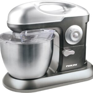 Nikai NSM650A 1200W Kitchen Machine with Stainless Steel Bowl, Silver, 6 Liter