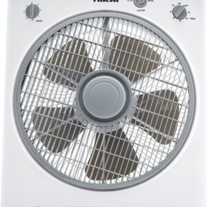 Nikai NF755N2 12 Inch Box Fan with Timer, 40W, 5 PP Blades, 3 Speeds, Rotating Grill, 60-Min Timer