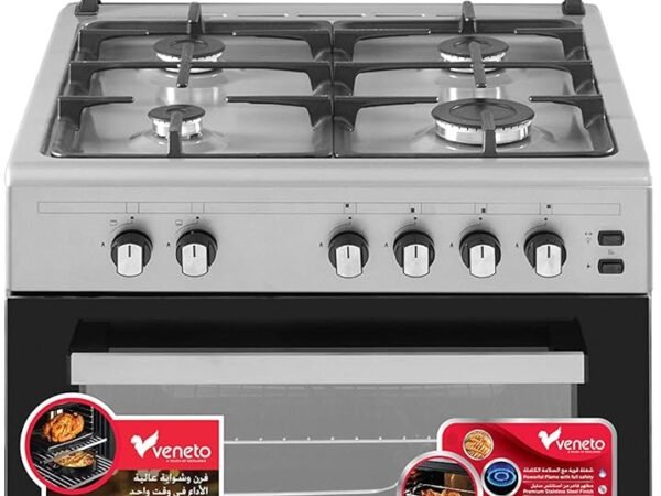 Veneto VG66C 60cm 4 Burner Gas Cooker with Wide Cast Iron Pan Support