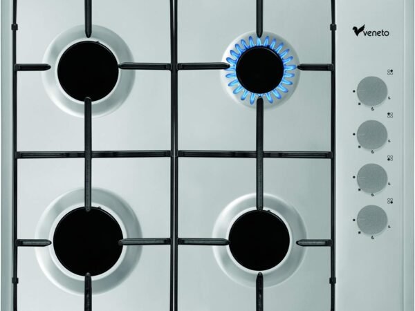 Veneto H3X66G4VE.VN Gas Hob, Silver, 60 cm