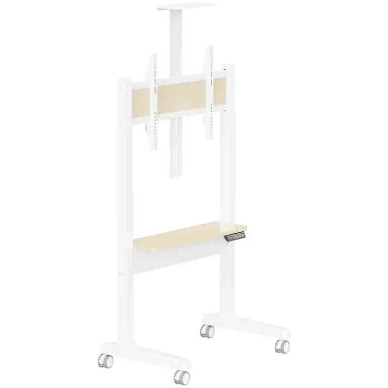 Powerology PTVDES-WH Electric TV Stand with Vertical Height Adjustment