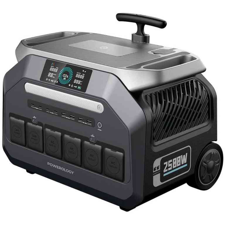 Powerology PPBCHA86 640000mAh Solar Portable Generator - Black | Power Station