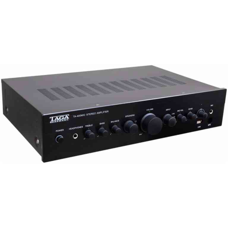 TAGA TA-400MIC CI Amplifier 2×90W USB Mic Mixer A/B Black