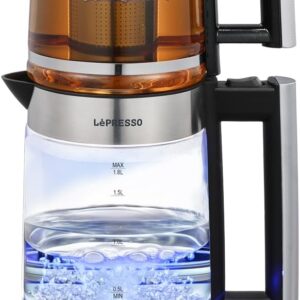 Lepresso LPCFFM0020 Turkish Tea Glass Kettle Black