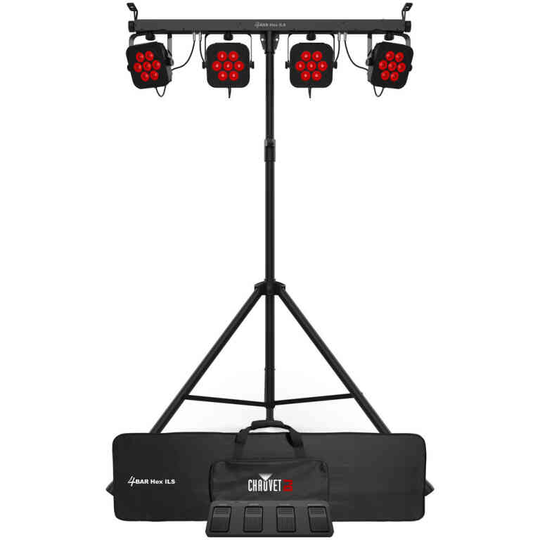 Chauvet DJ 4BARHEXILS 4BAR HEX ILS LED Lighting Kit with Carry Bag Tripod Footswitch