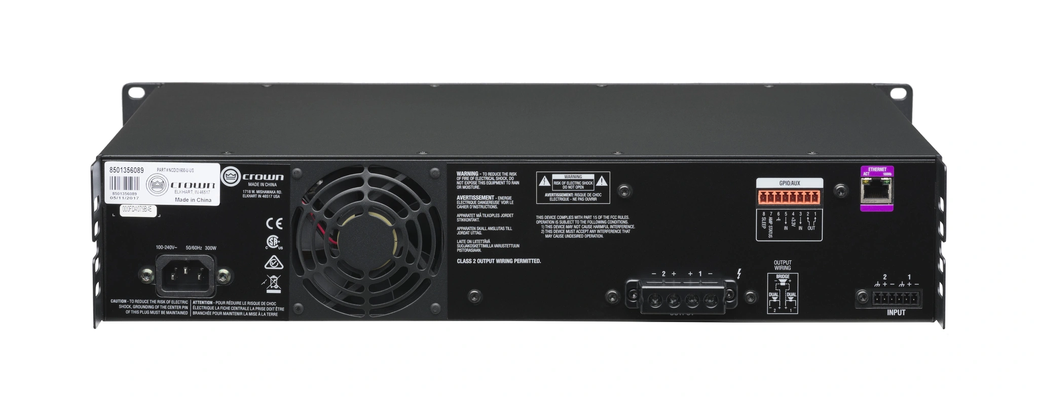 Crown NCDI2X600-U-UK CDi 2|600 Analog input, 2 channel Amplifier
