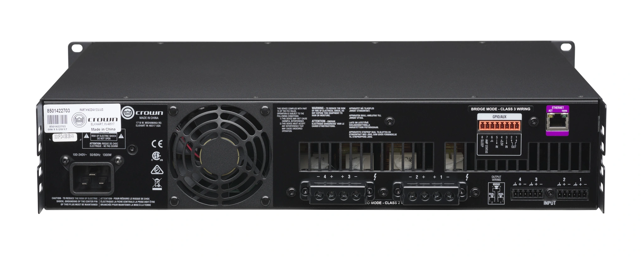 Crown NCDI4X12-U-EU CDi 4|1200 Analog input, 4 channel Amplifier