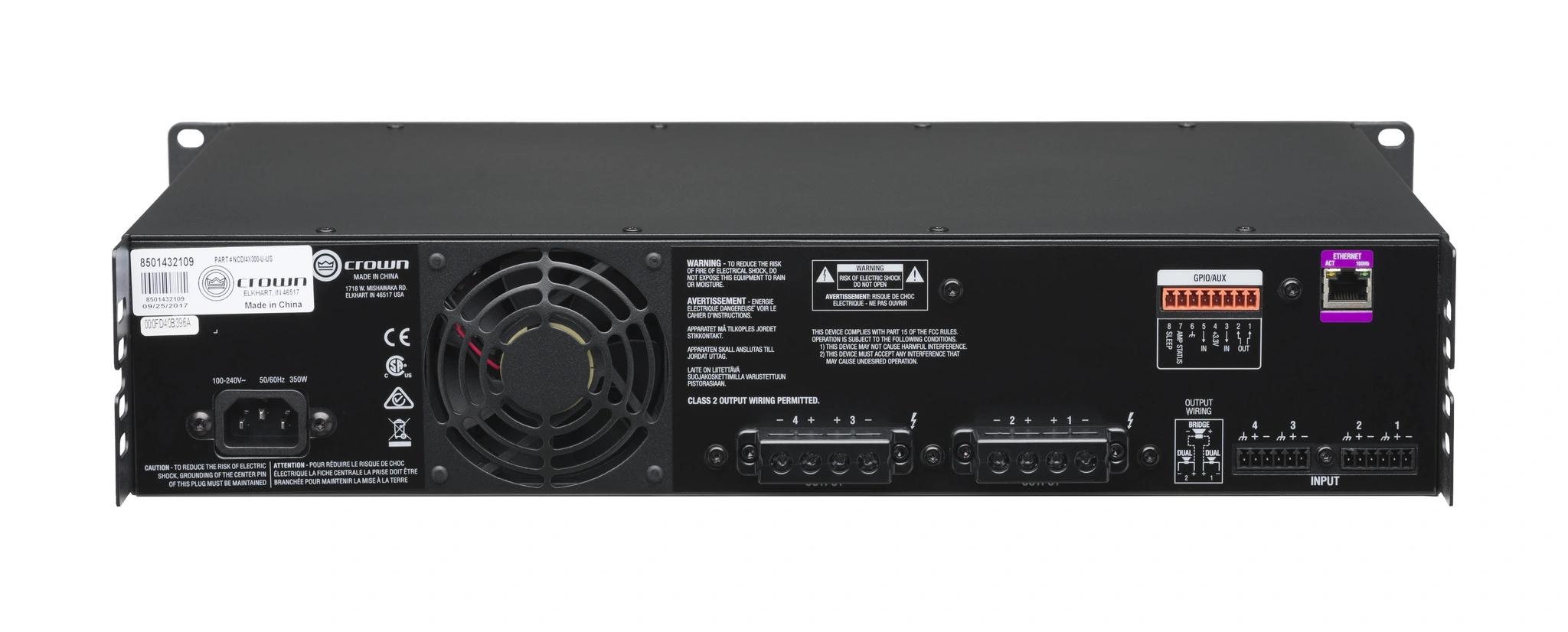 Crown NCDI4X300-U-EU CDi 4|300 Analog input, 4 channel Amplifier