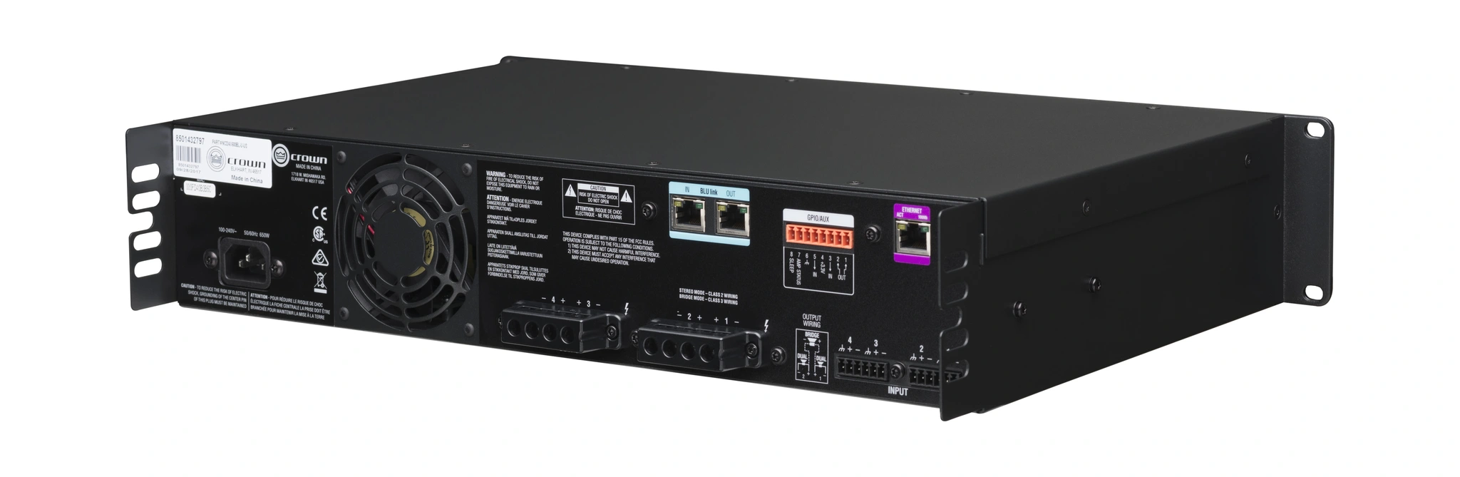Crown NCDI4X600BL-U-UK CDi 4|600BL Analog + BLU link input, 4 channel Amplifier