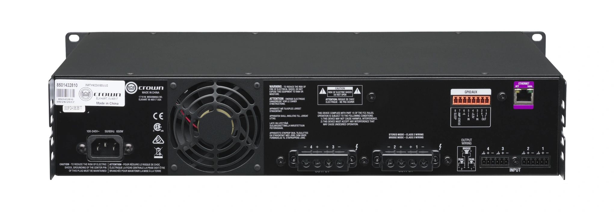 Crown NCDI4X600-U-UK CDi 4|600 Analog input, 4 channel Amplifier