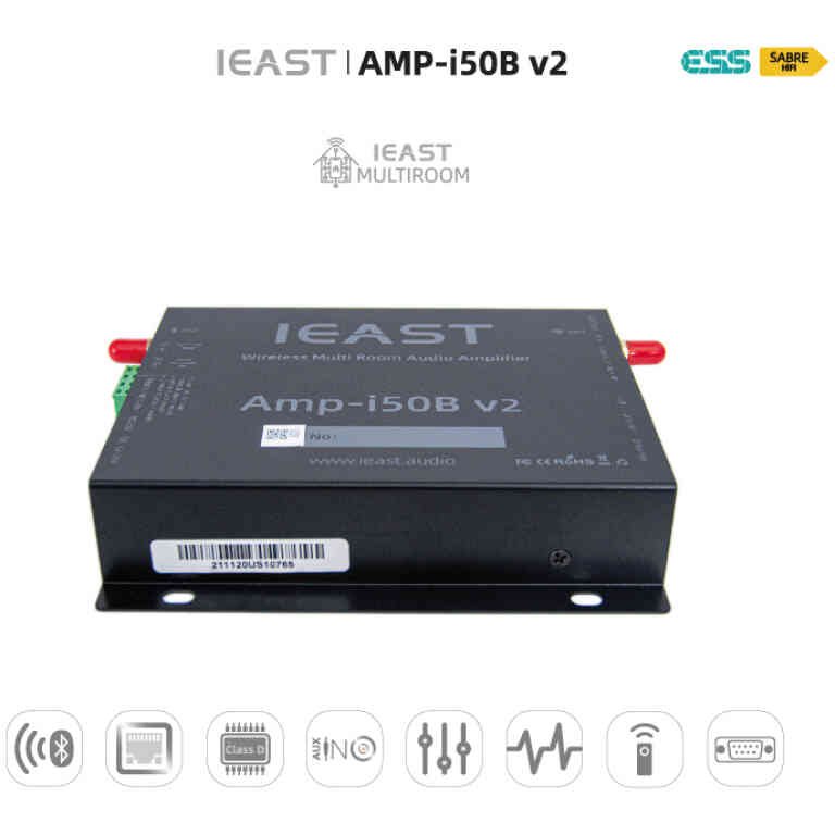 iEAST AMP-i50Bv2 Wall-Mount Wireless Multi-Room Stereo Amplifier - Black